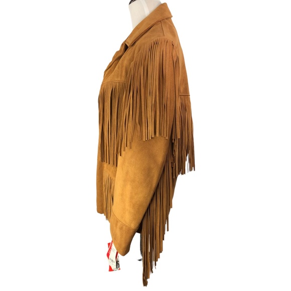 🆕 Western by Schott NYC 1970's Vintage Suede Leather Fringe Blazer Coat - Picture 7 of 11